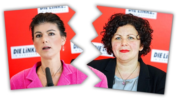 Sahra Wagenknecht von den Linken und ihre Parteikollegin Amira Mohamed Ali. (extra 3 vom 10.08.2023 im Ersten) © NDR 