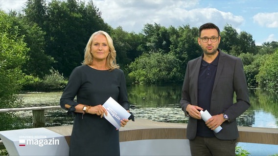 Harriet Heise und Christopher Scheffelmeier moderieren das Schleswig-Holstein Magazin. © Screenshot 