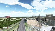 Eine Computergrafik in 3D der geplanten A26-Ost. © Screenshot 