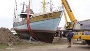 Der gerettete Fischkutter in Ueckermünde. © Screenshot 