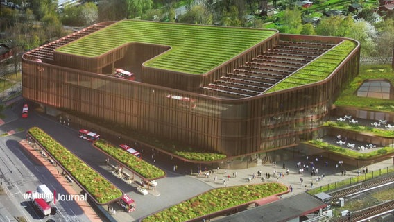 Ein Entwurf für den neuen Mobilitäts-Knotenpunkt an der S-Bahnstation Hamburg Vedel. © Screenshot 