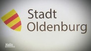 Das neue Stadtlogo von Oldenburg: ein gelb-rot gestreiftes Schild. © Screenshot 