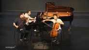 Drei Musiker bei der Konzertreihe "Spielende Insel". © Screenshot 
