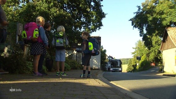 Schulkinder warten auf den Bus. © Screenshot 
