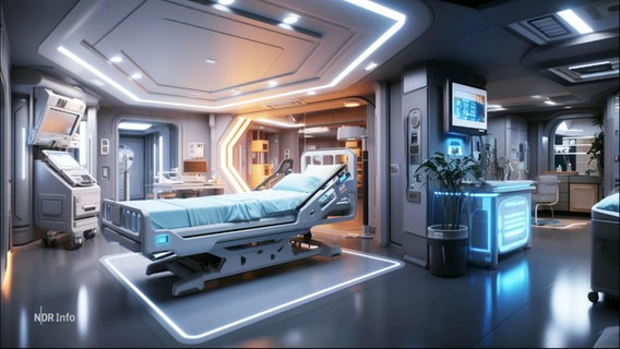 Die Darstellung eines futuristischen Krankenzimmers. © Screenshot 