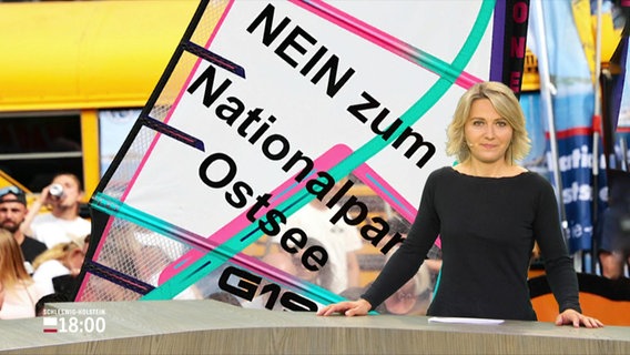 Marie Luise-Bram moderiert in der Frühausgabe Schleswig-Holstein einen Beitrag zum Nationalpark Ostsee an. © Screenshot 