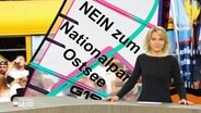 Marie Luise-Bram moderiert in der Frühausgabe Schleswig-Holstein einen Beitrag zum Nationalpark Ostsee an. © Screenshot 