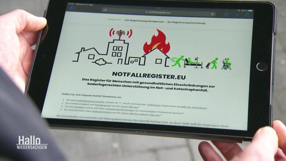 Die Website Notfallregister.eu auf einem ipad. © Screenshot 