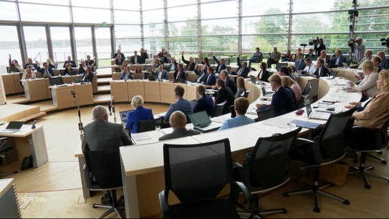 Der Kieler Landtag während der Abstimmung für die Northvolt-Subventionen. © Screenshot 