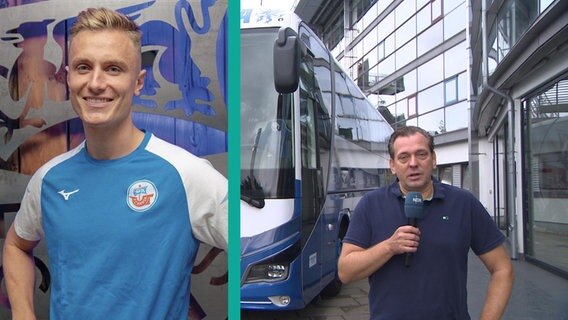 Moderator Stefan Leyh berichtet aus dem Ostseestadion © Screenshot 