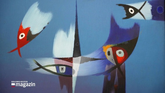 Eine Malerei mit abstrakten Fischen von Hans Jaenisch. © Screenshot 