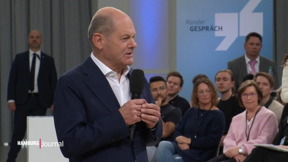 Bundeskanzler Scholz stellt sich den Fragen von Hamburgern. © Screenshot 