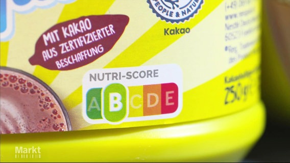Nutri-Score-Aufdruck auf einer Packung Kakao. © Screenshot 