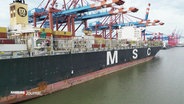 Ein Containershiff der Reederei MSC. © Screenshot 