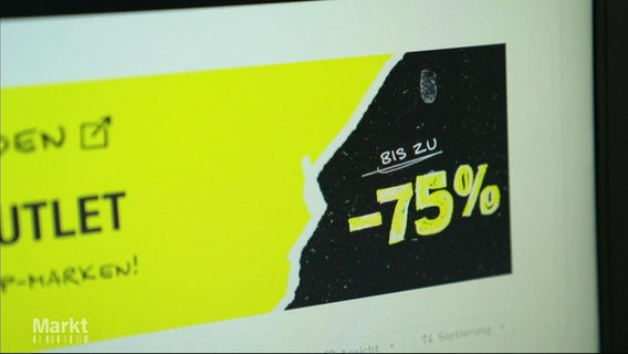 Ein digitales Banner auf dem ein Sale mit 75% beworben wird. © Screenshot 