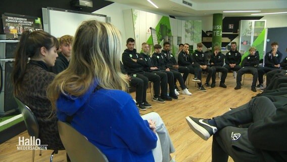 Juniorenspieler des VfL Wolfsburg nehmen an einem Workshop teil. © Screenshot 