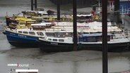 Schiffe im Hamburger Hafen liegen auf dem Trockenen. © Screenshot 