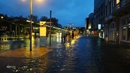 Überschwemmte Straßen in Flensburg. © Screenshot 