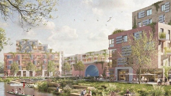 Der Entwurf eines neuen Viertels in Wilhelmsburg, Hamburg. © Screenshot 