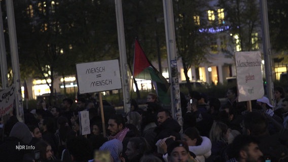 Menschen auf einer Palästina-Demo in Hamburg. © Screenshot 