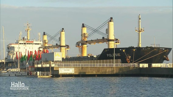 Der Frachter "Polesie", angelegt an einer Quaimauer. Das Schiff war beteiligt an der Kollision mit der deutlich kleineren "Verity", die nach dem Zusammenstoß sank. © Screenshot 