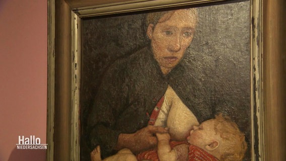 Gemälde von der Malerin Paula Modersohn-Becker, auf dem eine Frau ihrem Baby die Brust gibt. © Screenshot 