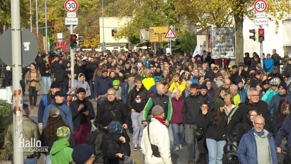 Viele Menschen nehmen an einem Demonstrationszug teil. © Screenshot 