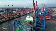 Der Containerhafen in Hamburg aus der Luft betrachtet. © Screenshot 
