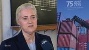 Angela Tietzrath vom Zentralverband der deutschen Seehafenbetriebe. © Screenshot 