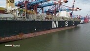 Ein Containerschiff der Reederei MSC. © Screenshot 