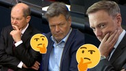 Olaf Scholz, Robert Habeck und Christian Lindner von der Ampelkoalition. (extra 3 vom 22.11.2023 im NDR Fernsehen) © NDR 