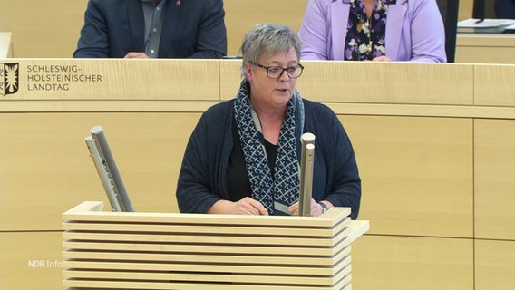 Politikerin Birgit Pauls im Schleswig-Holsteinischem Landtag. © Screenshot 
