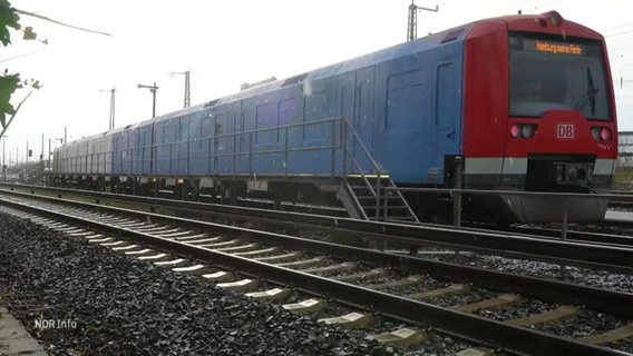 Die in den HSV-Vereinsfarben besprühte S-Bahn. © Screenshot 