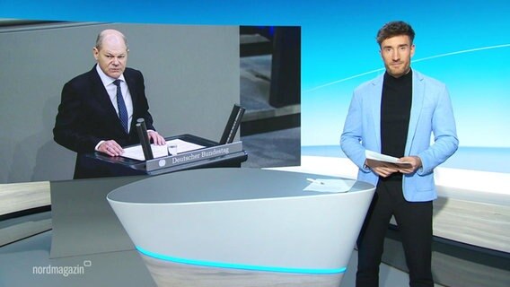 Nachrichtensprecher Stefan Leyh moderiert Nordmagazin. © Screenshot 