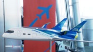 Modell eines mit Wasserstoff angetriebenen Flugzeuges von Airbus. © Screenshot 