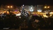 Der Wismarer Weihnachtsmarkt bei Nacht. © Screenshot 
