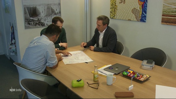 Der SPD-Fraktionsvorsitzende im Schleswig-Holsteinischen Landtag, Thomas Losse-Müller, sitzt mit zwei anderen Personen an einem Tisch. © Screenshot 