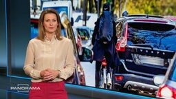 Anja Reschke steht im Studio und moderiert die Sendung Panorama. © Screenshot 
