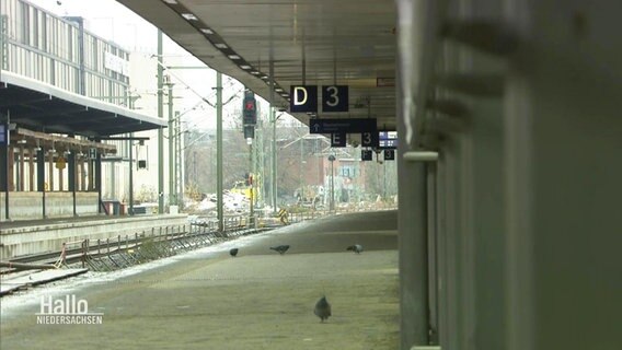 Blick auf einen leer gefegten Bahnsteig © Screenshot 