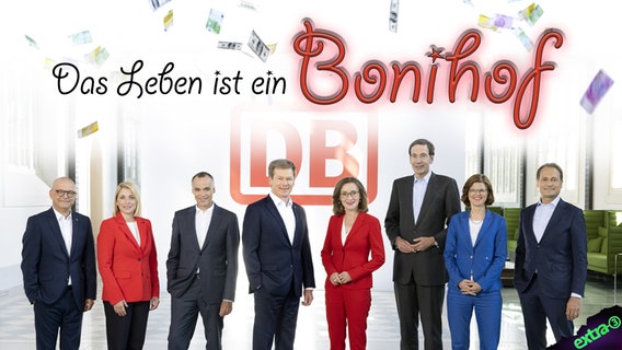 Deutsche Bahn-Vorstand 2023, die üppige Boni bekommen haben. Das Leben ist ein Bonihof (extra 3 vom 13.12.2023 im NDR Fernsehen) © NDR 