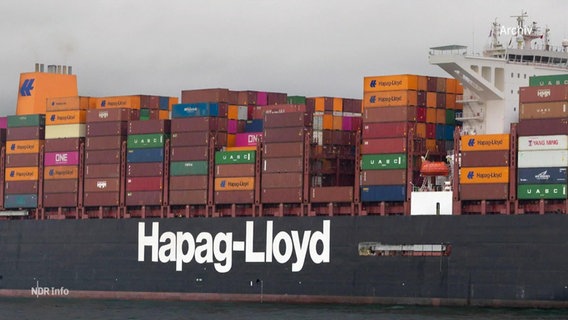 Ein Schiff der Reederei Hapag-Lloyd. © Screenshot 