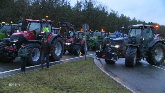 Landwirte blockieren eine Autobahnzufahrt. © Screenshot 