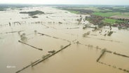 Hubschrauber-Aufnahme von den Überschwemmungen der Weser. © Screenshot 