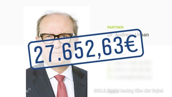 Die digitale Visitenkarte des Rechtsanwaltes Dr. Andreas Urban, im Vordergrund groß die Summe 27.652,63 €. © Screenshot 