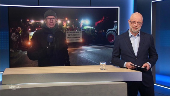 Stefan Niemann moderiert NDR Info extra: Bauernproteste im Norden. © Screenshot 