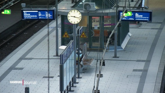 Ein leerer Bahnsteig am Hamburger hauptbahnhof. © Screenshot 