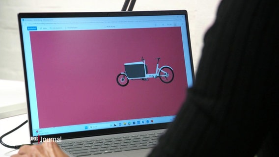 Die Graphik eines Lastenrads auf einem Monitor. © Screenshot 