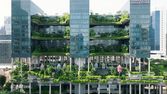 Eine begrünte Hotelanlage im Herzen Singapurs. © Screenshot 