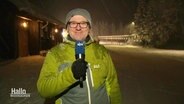 NDR Reporter Jan Frenzel berichtet live aus St. Andreasberg im Harz. © Screenshot 