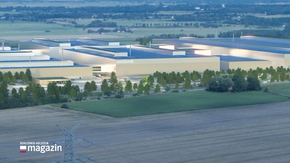 Grafik: So könnte die geplante Northvolt-Fabrik aussehen. © Screenshot 